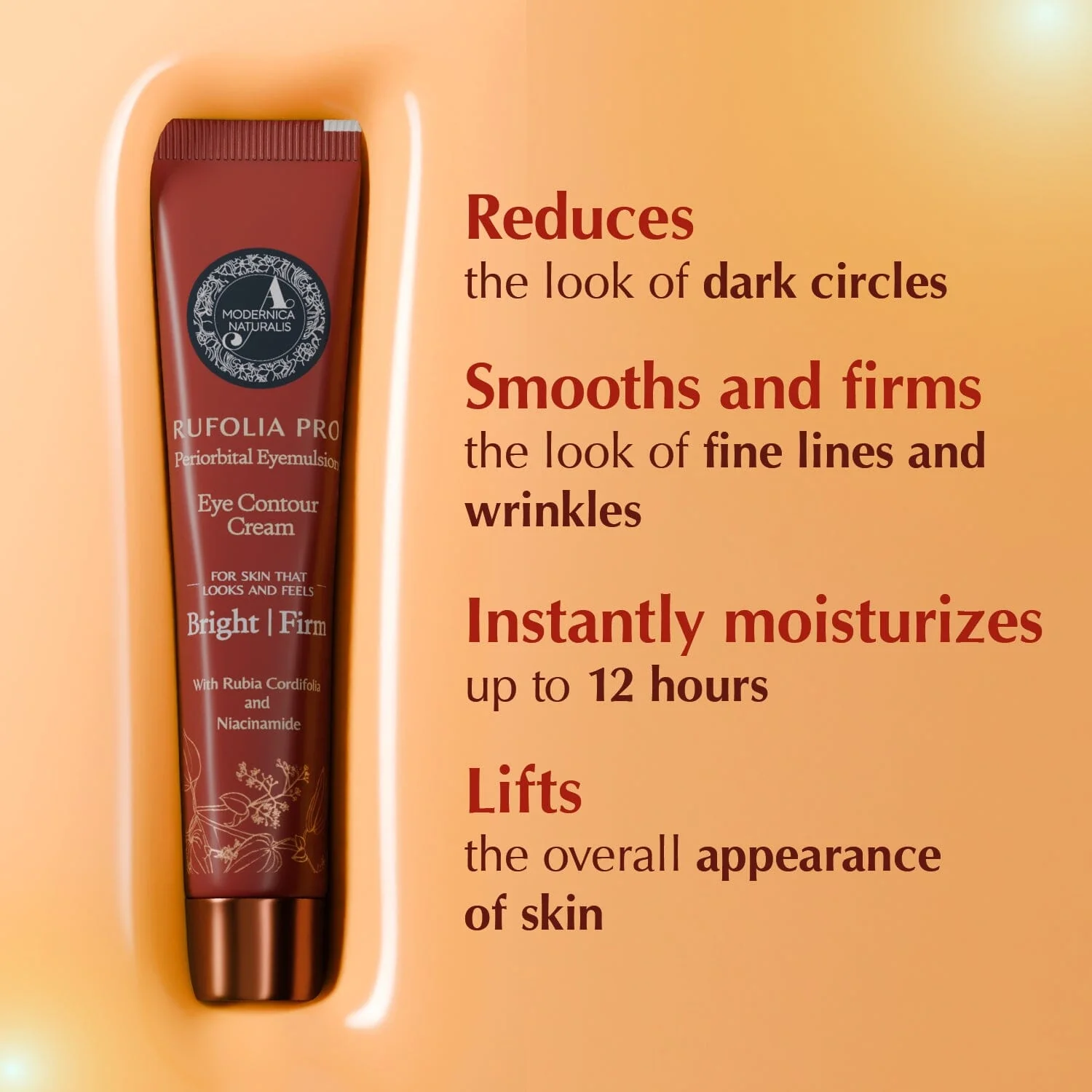 Rufolia PRO Periorbital Eyemulsion - Eye Contour Cream – Brighten, Firm and Moisturize Under-Eyes – New Formula with Manjistha, Aloe Vera, Lotus, and Niacinamide – Best Under-Eye Cream – With Clinically Tested Ingredients - 1 tube of 0.53 oz (15 g) - Image 7